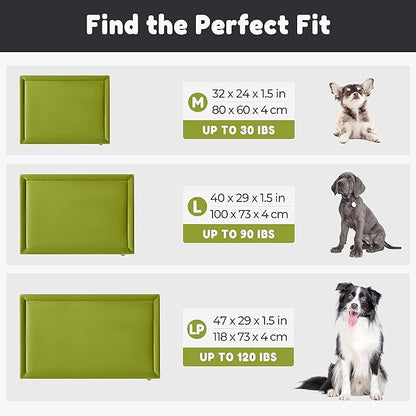 Allisandro Waterproof Dog Bed Kennel Pad Dog Sleeping Crate Mat with Non-Glue Filling and Non-Slip Silicone Bottom, Grass Green, 39 X 29.5 Inches