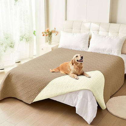 hyha Waterproof Dog Blanket, Soft Dog Bed Cover Pet Blankets, Waterproof Sofa Couch Cover for Dogs Washable, Reversible Pet Couch Covers for Sofa Furniture (68x82 Inch, Camel/Beige)