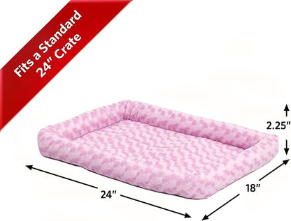 MidWest Homes for Pets Bolster Dog Bed 24L-Inch Pink Dog Bed or Cat Bed w/ Comfortable Bolster 24-Inch Dog
