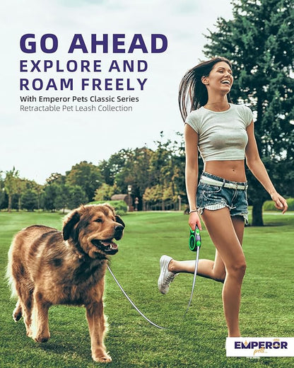 Emperor Pets 26 ft Retractable Dog Leash Large Dogs 110lb, Large 26 ft, -GN26