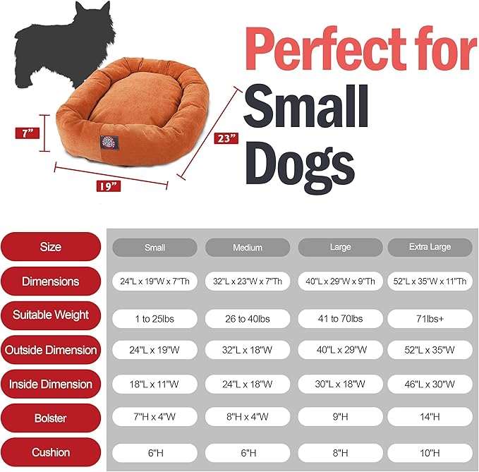 Majestic Pet 24 Inch Micro Velvet Calming Dog Bed Washable – Cozy Soft Round Dog Bed with Spine for Head Support 24x19x7 (inch)