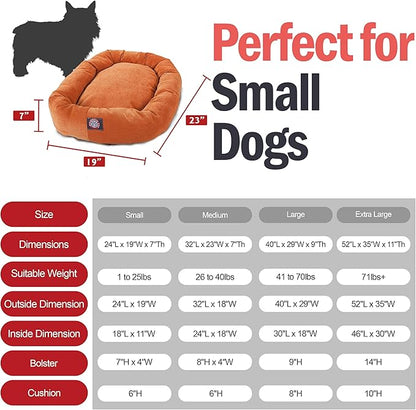 Majestic Pet 24 Inch Micro Velvet Calming Dog Bed Washable – Cozy Soft Round Dog Bed with Spine for Head Support 24x19x7 (inch)