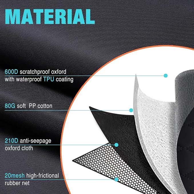 FURRYFECTION Dog Bench Car Seat Cover for Back Seat 600D Heavy