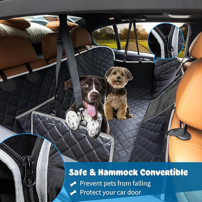URPOWER 6-in-1 Dog Car Seat Cover for Back Seat 40/60 Split