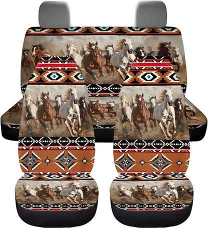 Horse Tribal Front Back Seat Cover Cute Seat
