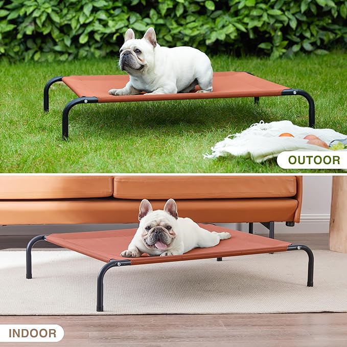 Love's cabin Elevated Cooling Dog Bed for Medium Dogs Beach,Orange,43 inches