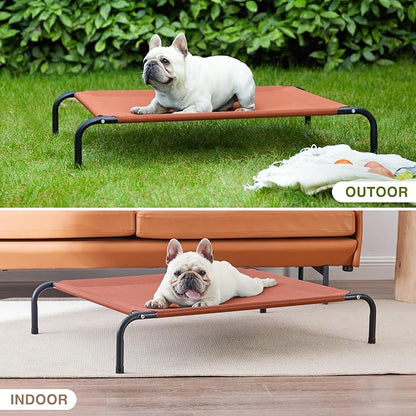 Love's cabin Elevated Cooling Dog Bed for Medium Dogs Beach,Orange,43 inches