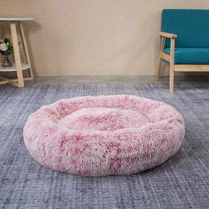 Coohom Oval Calming Donut Cuddler Dog Bed Bed(30"/36"/43") for (XXL(43"x34"x8"), Red)