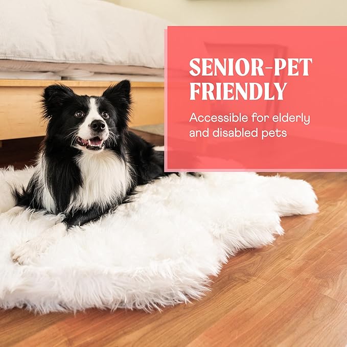 PupRug Orthopedic Dog Bed for Large Dogs with Fluffy Soft Faux Fur and Memory Foam for Joint Pain Relief