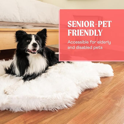 PupRug Orthopedic Dog Bed for Large Dogs with Fluffy Soft Faux Fur and Memory Foam for Joint Pain Relief