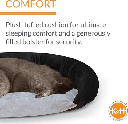K&H Pet Products Self-Warming Bolster Bed Pet Bed Gray/Black 14" x 17"