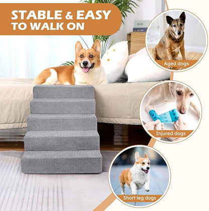 Heeyoo Dog Stairs for Small Dogs 5-Step Dog 23" High
