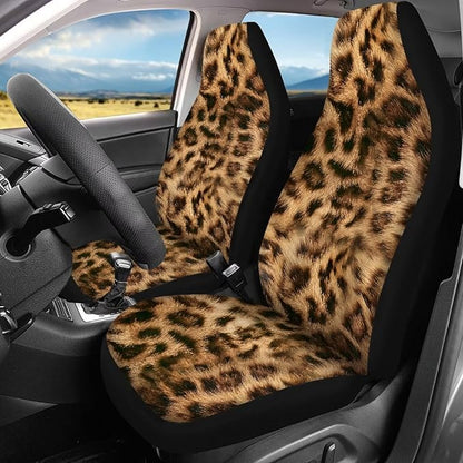 Leopard Print Front Back Seat Cover Cute Seat