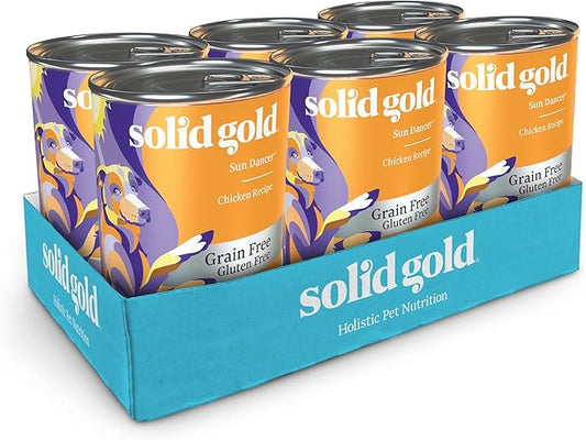 Solid Gold Canned Dog Food for Adult & Senior Dogs - Grain Free Wet Dog Food with Real Chicken - Sun Dancer High Calorie Wet Dog Food for Healthy Digestion and Immune Support…