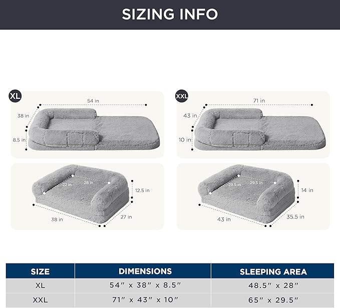 Bedsure Foldable Human Dog Bed for Kids 2 in 1 Calming