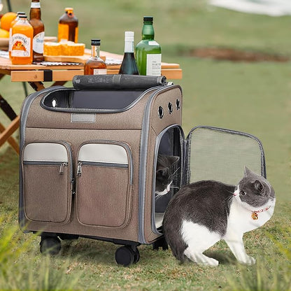 Wheeled Pet Carrier Backpack Breathable Pet Carrier