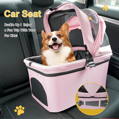 Pet Stroller for Small/Medium Dogs Cats Up to 33lbs 3 in 1 Foldable