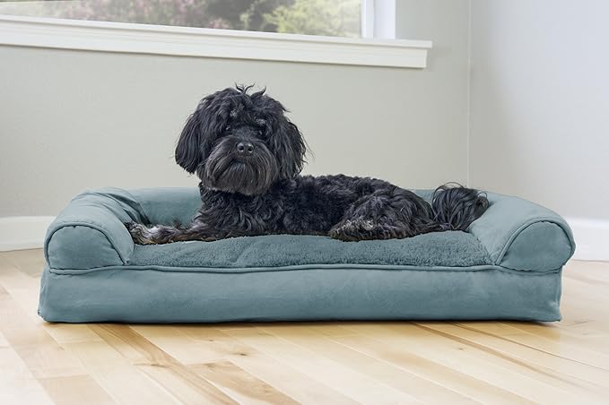 Furhaven Pillow Dog Bed for Medium/Small Dogs w/ Removable Bolsters & Washable Cover