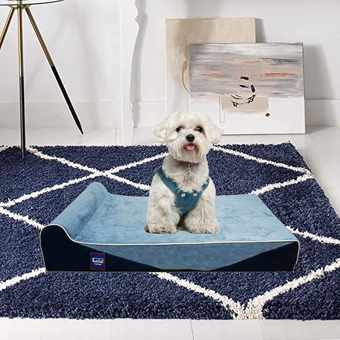 Laifug Orthopedic Memory Foam Dog Bed with Pillow and Durable Water Proof Liner & Removable Washable Cover & Smart Design Medium (34"x22"x7")