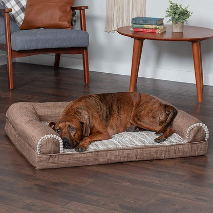 Furhaven Memory Foam Dog Bed for Large/Medium Dogs w/ Removable Bolsters & Washable Cover 55 lbs