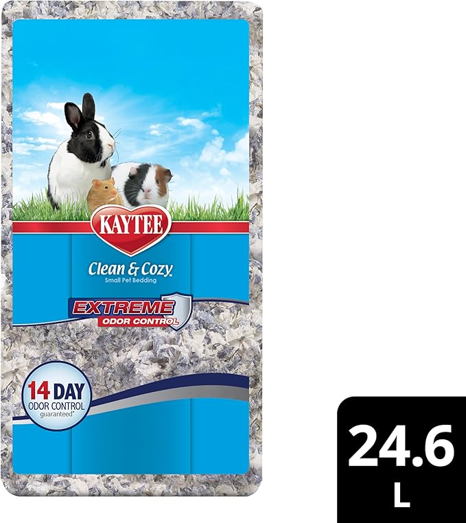 Kaytee Clean & Cozy Extreme Odor Control Bedding for Pet Guinea Pigs, Rabbits, Hamsters, Gerbils, and Chinchillas, 24.6 Liters, White