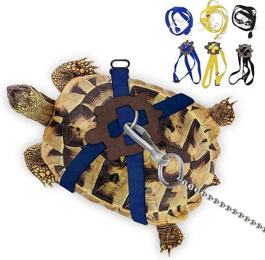 Pet Tortoise Turtle Leather Harness Small Pet Turtle Leash and Harness Pet Tortoise Leash Suitable for Tortoise Supplies Adjustable Control Leash (M,Blue)