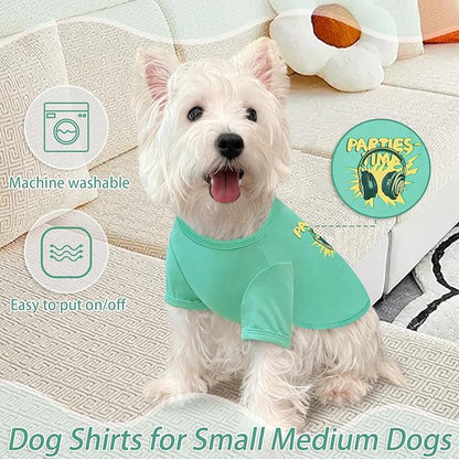 XPUDAC 4 Pack Dog Shirts Soft Summer Dog Clothes for Small Medium Dogs Breathable Lightweight Cute Tshirt with Sleeves Puppy Cat Outfit