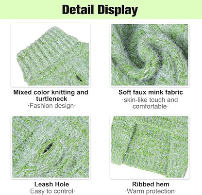 BEAUTYZOO Small Dog Sweater -Turtleneck Pullover Classic Cable Knit Fuzzy Winter Coat Dog Cold Weather Clothes for Small Medium Dogs Puppy Girl Boys,Green SM
