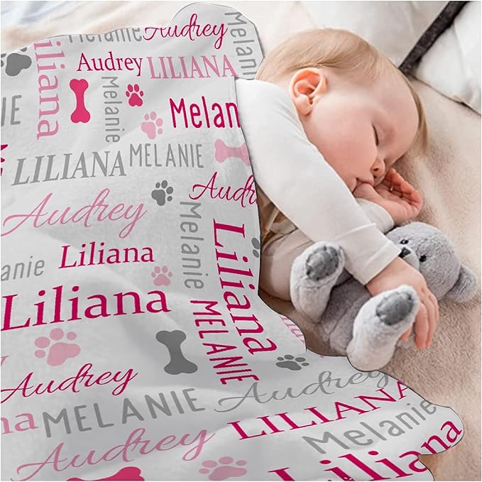 Personalized Dog Blankets Dog Paw Print Blanket Puppy Blanket 40"x30" for