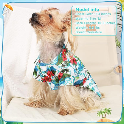 Dog Hawaiian Shirt Hawaii Style Summer Dog Clothes Boy Girl Breathable Cool Costume Beach Seaside Sweatshirt for Small Puppy Polo T-Shirt Pet Outfit
