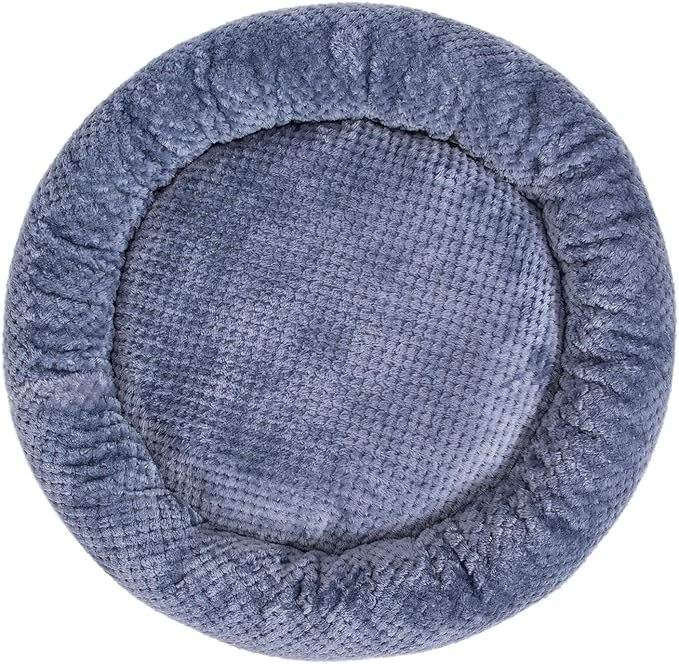 WONDER MIRACLE Fuzzy Deluxe Pet Beds, Super Plush Dog or Cat Beds Ideal for Dog Crates, Machine Wash & Dryer Friendly (24" x 24", Smoked Blue)