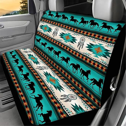 CLOHOMIN Southwest Native American Print Back Seat Cover Set of 2 Indian Tribal Aztec Geometry Dreamcatcher Horse Back Rear Car Seat Covers for Women