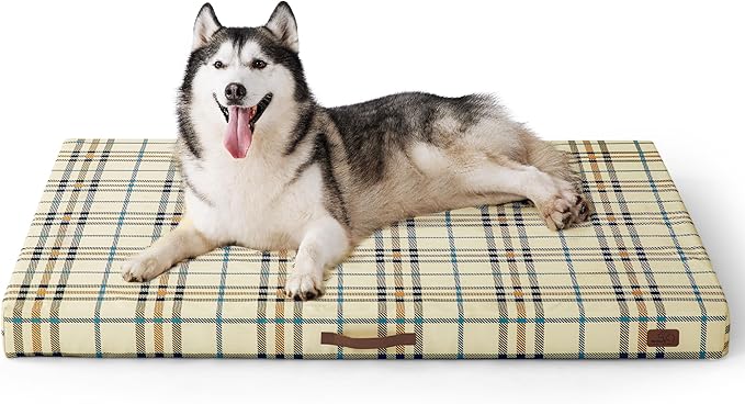 Bedsure Jumbo Large Patterned Dog Bed for Large Dogs Cover(54"x44", Cream)