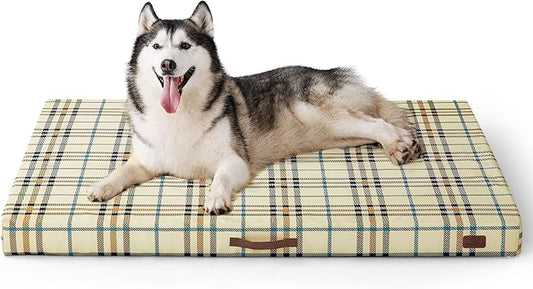 Bedsure Jumbo Large Patterned Dog Bed for Large Dogs Cover(54"x44", Cream)