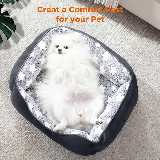 GASUR Rectangle Dog Bed for Large Dogs (20"x 19"x 6"), Black)