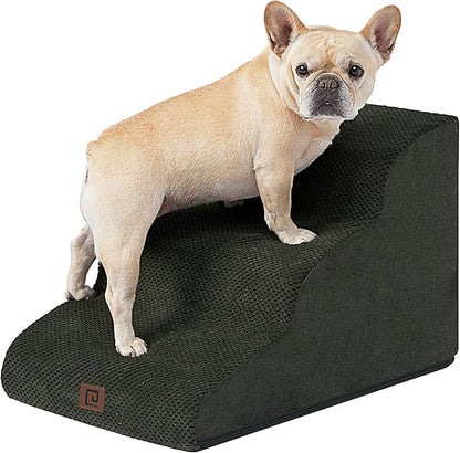 EHEYCIGA Curved Dog Stairs for Small Dogs 15.7" H 3-Step Dog