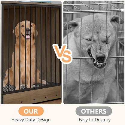 Rovibek Dog Crate TV Stand 75 Inch, 2 Dogs,