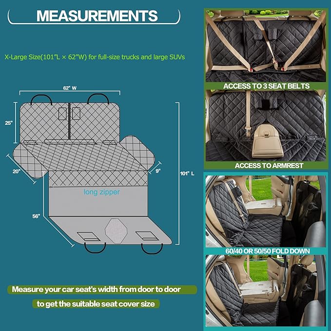 Car Seat Cover for Dogs All Covered Back Seat Cover with Mesh Window