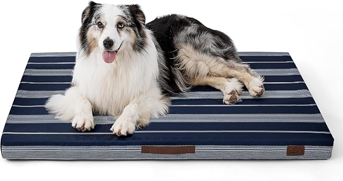 Bedsure Extra Large Patterned Dog Bed for Large Dogs Cover(41"x29", Navy