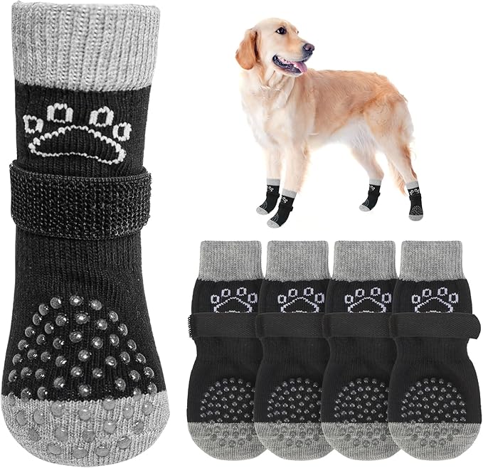 SCENEREAL Dog Socks to Prevent Licking Paws for Hardwood Floors Anti Slip