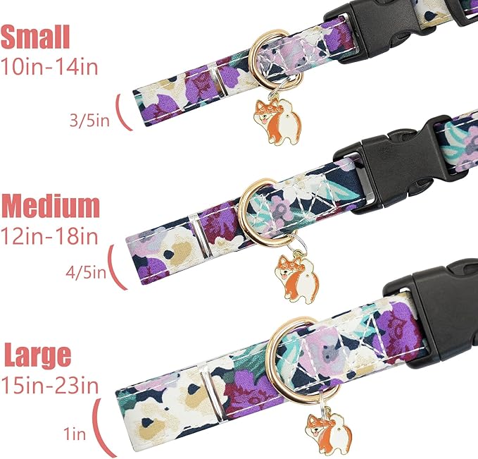 Flower Patterns Dog Collar with Accessories