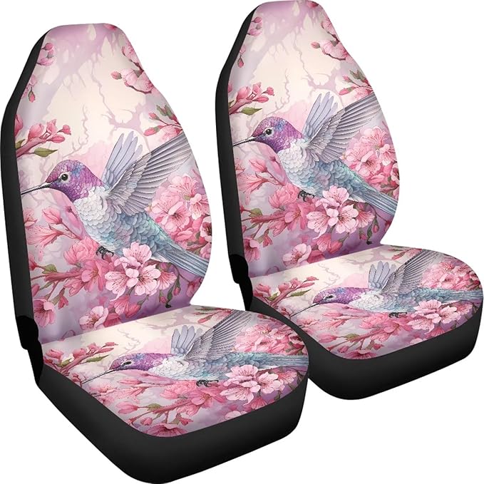 Hummingbird Cherry Blossom Car Seat Covers Full Set of 2
