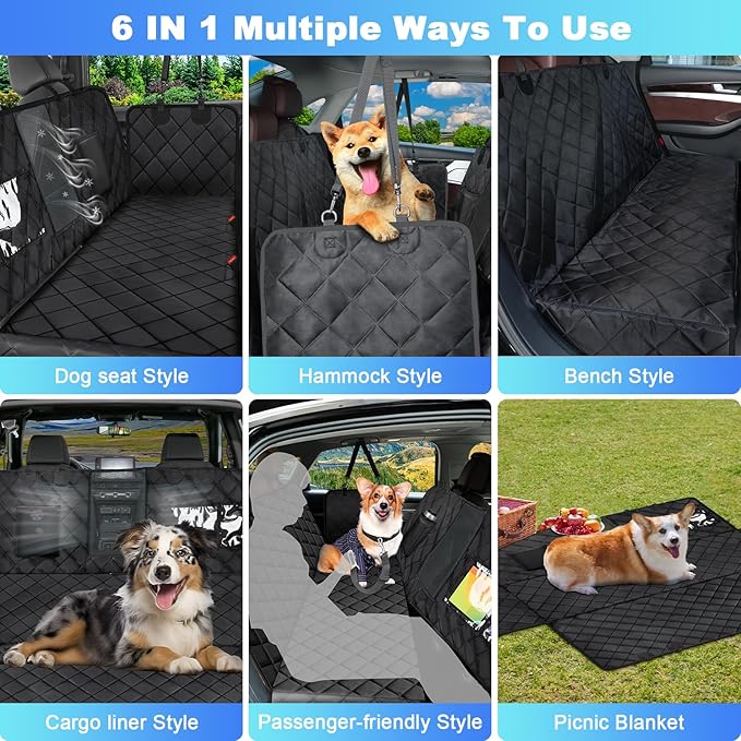 Dog Car Seat Cover for Back Seat 600D Heavy