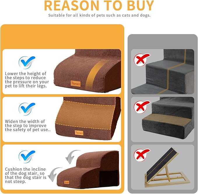 Topmart High Density Foam Pet Steps 2 Tiers 11.8" High,Non-Slip