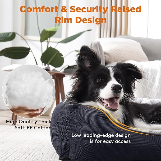 GASUR Rectangle Dog Bed for Large Dogs (30"x 24"x 9"), Black)