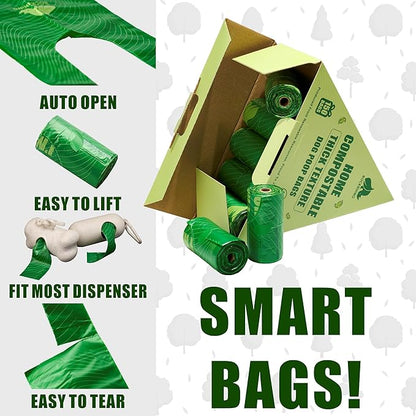 100% Home Compostable Dog Poop Bags With Handles 33% Thicker 8x Protection 150 Bags)