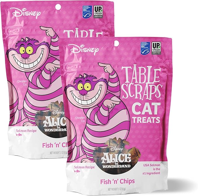 Disney Table Scraps Cheshire Cat Fish 'n' Chips Recipe Cat Treats 3 oz 2 Pack