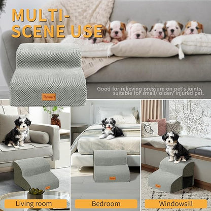 Topmart 2 Tiers Foam Dog Stairs/Steps for Small Dogs Pain,11.8”H