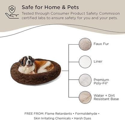 Best Friends by Sheri The Original Calming Donut Cat and Dog Bed in Lux Fur Dark Chocolate 45"