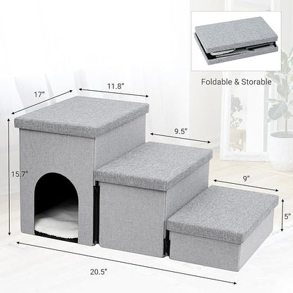 Heeyoo Dog Stairs for Small Dogs 3-Step Pet